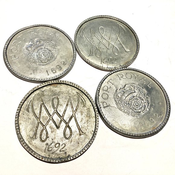 Other - Set of 4 Jamaican Metal Pewter Coasters